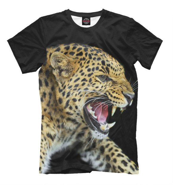 Мужская футболка с изображением Леопард цвета Черный