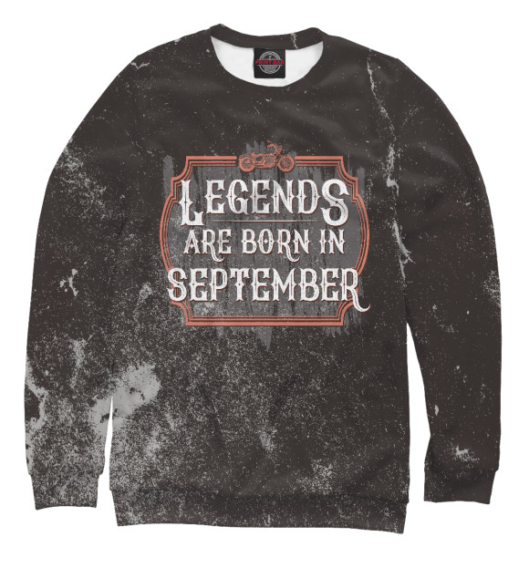 Женский свитшот с изображением Legends Are Born In September цвета Белый