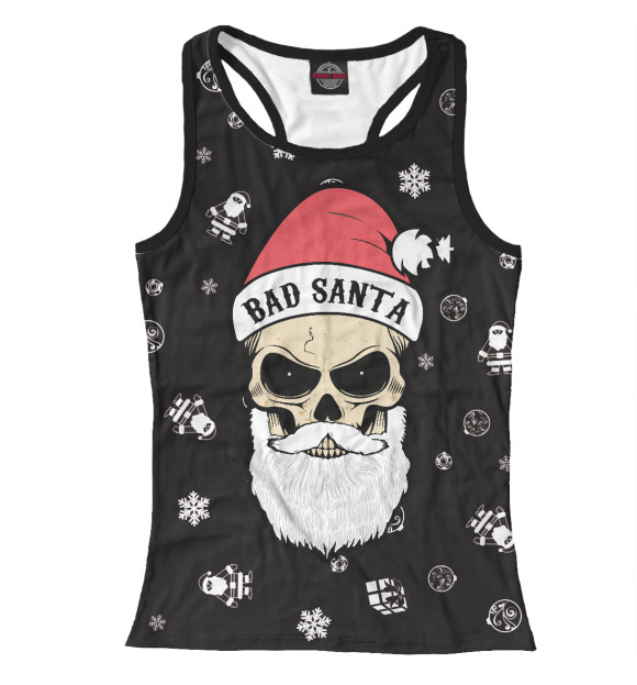 Женская майка-борцовка с изображением Bad Santa цвета Белый