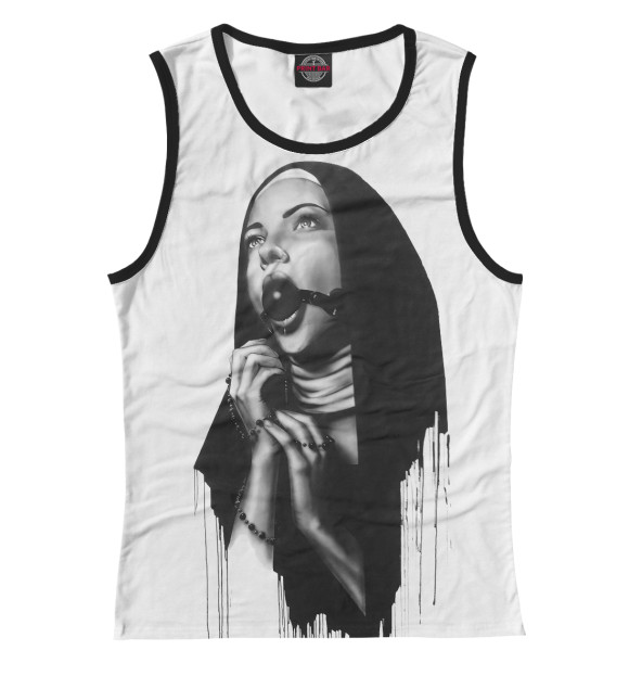 Женская майка с изображением Монашка и gag цвета Белый