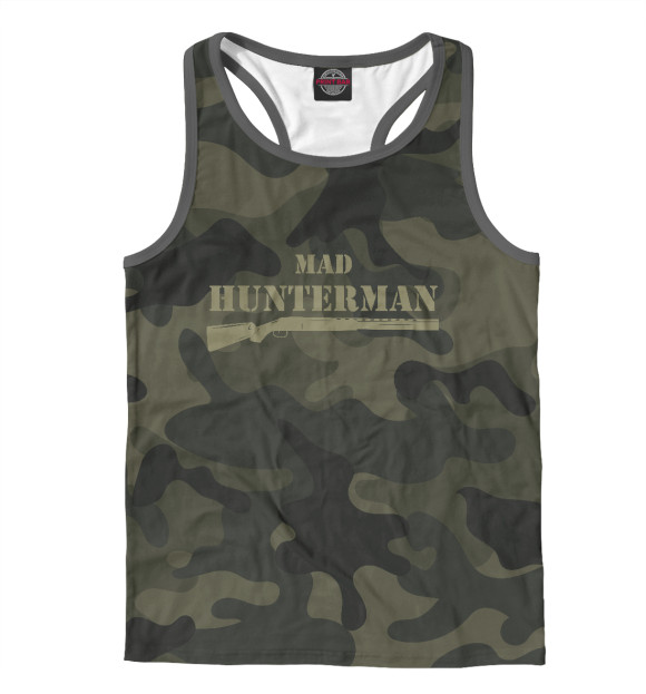 Мужская майка-борцовка с изображением Камуфляж безумный охотник цвета Белый