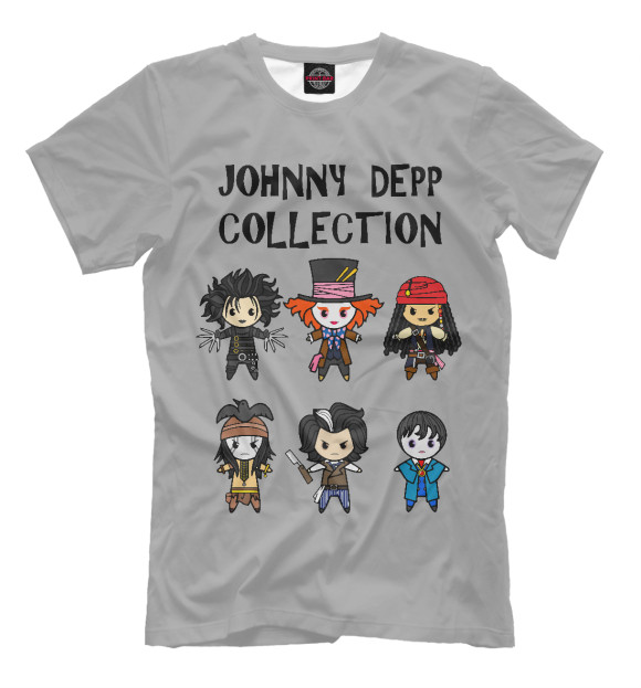 Мужская футболка с изображением Джонни Депп цвета Серый