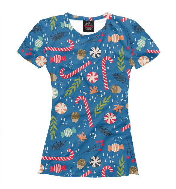 Женская футболка с изображением Christmas collection 2019 цвета Белый