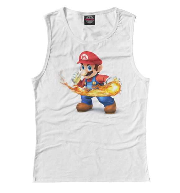 Женская майка с изображением Super Mario Smash Bros цвета Белый