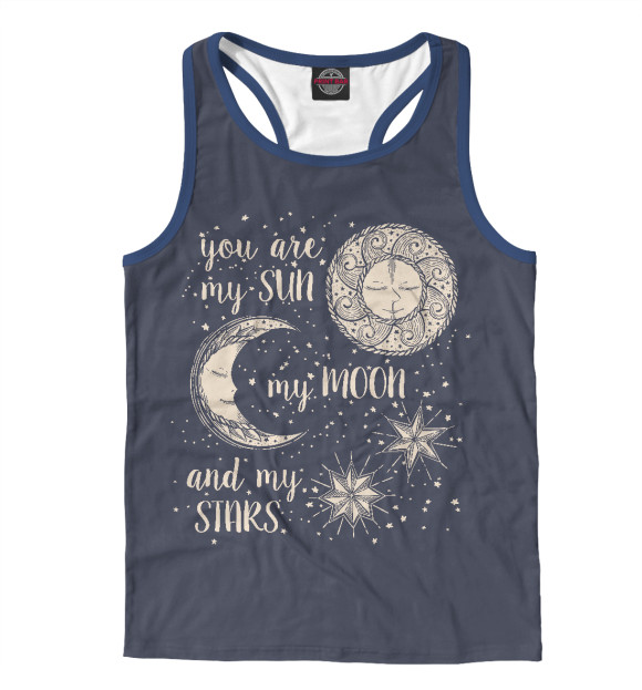 Мужская майка-борцовка с изображением Солнце Луна цвета Белый