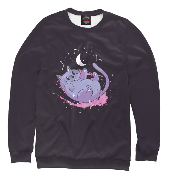 Женский свитшот с изображением Cute space cat цвета Белый