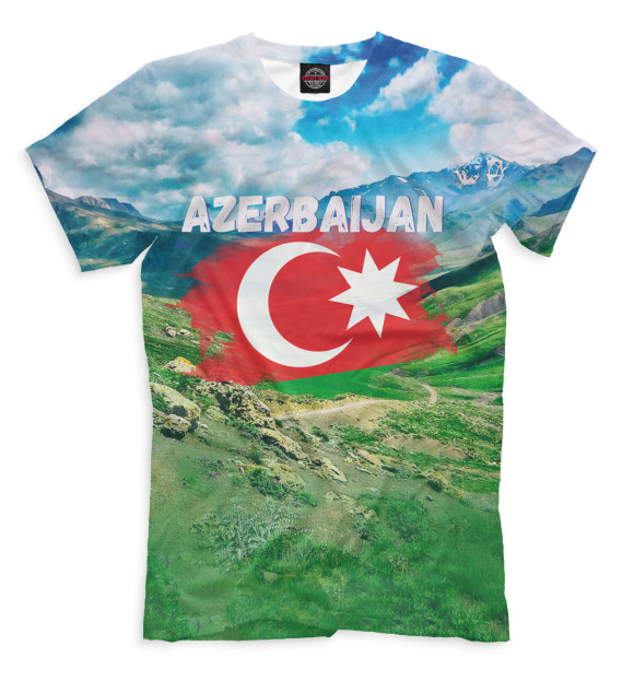 Мужская футболка с изображением Азербайджан цвета Серый