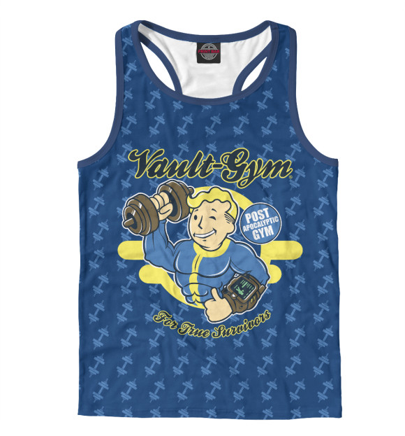 Мужская майка-борцовка с притом Vault Gym цвета Белый Мужская майка-борцовка с изображением Vault Gym цвета Белый