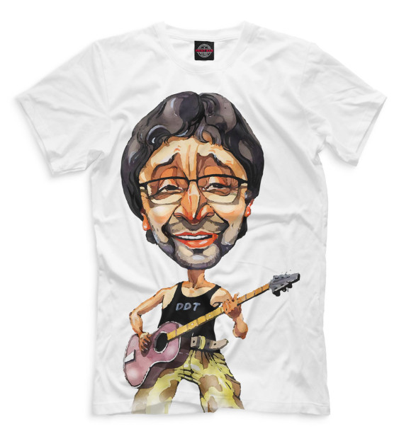 Мужская футболка с изображением Юрий Шевчук цвета Молочно-белый