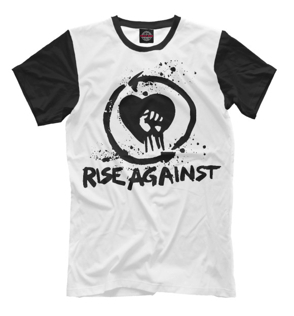 Мужская футболка с притом Rise Against цвета Молочно-белый Мужская футболка с изображением Rise Against цвета Молочно-белый