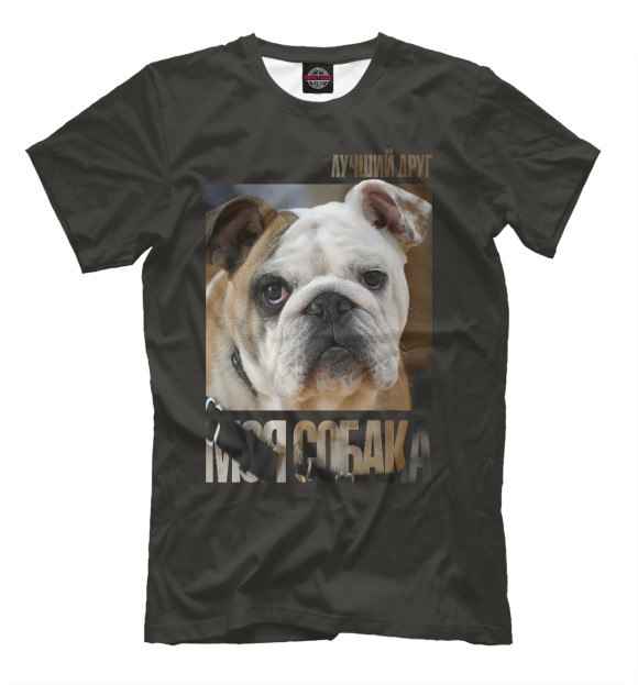 Футболка для мальчиков с изображением Английский бульдог цвета Молочно-белый