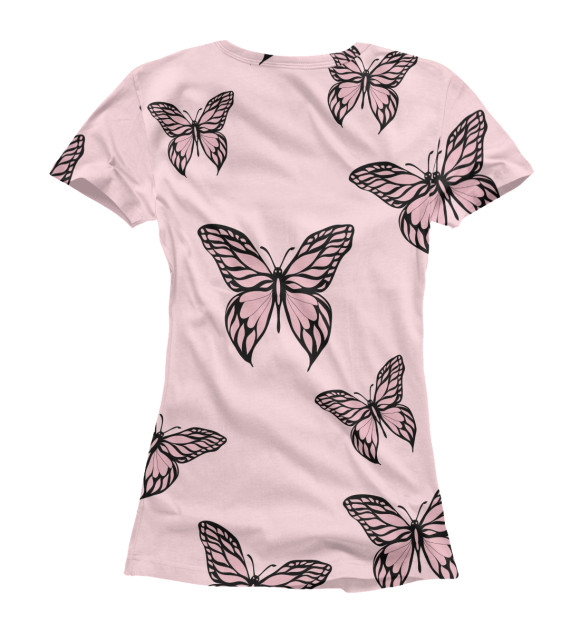 Женская футболка с изображением Розовые бабочки цвета Белый