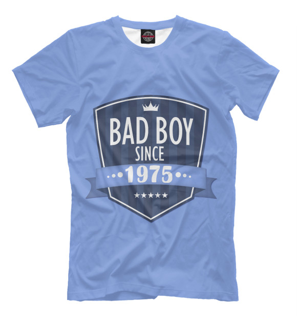 Мужская футболка с изображением Плохой мальчик с 1975 цвета Грязно-голубой