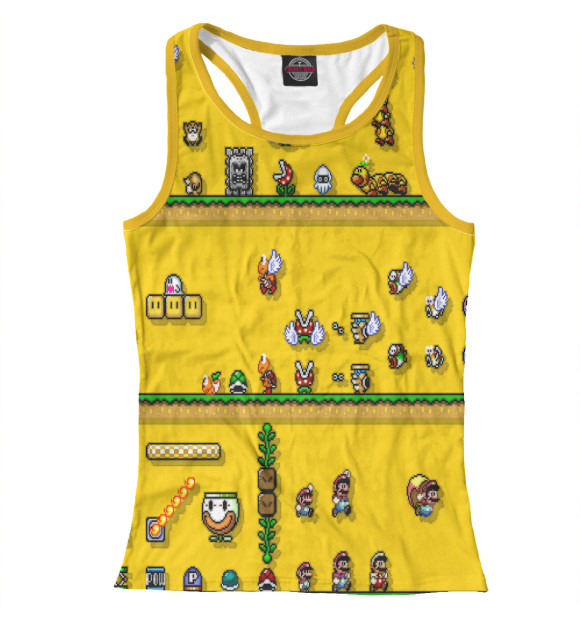 Женская майка-борцовка с изображением Марио | Mario цвета Белый