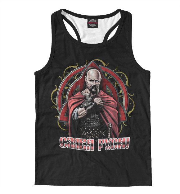 Мужская майка-борцовка с изображением Князь Святослав цвета Белый