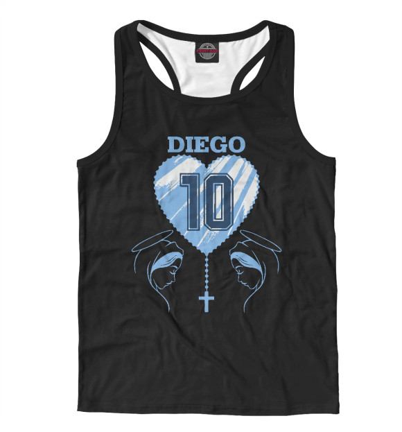 Мужская майка-борцовка с изображением Diego Maradona цвета Белый