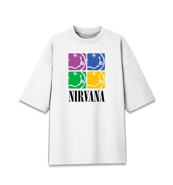 Женская футболка оверсайз с изображением Нирвана (Nirvana) цвета Белый