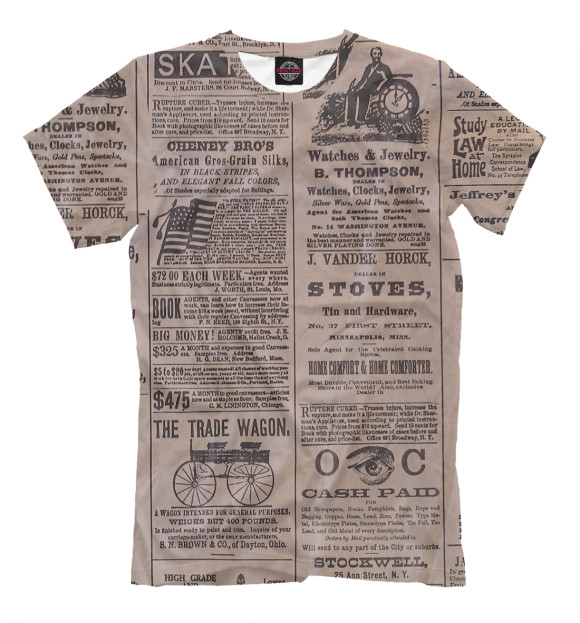 Футболка для мальчиков с изображением Vintage Newspaper цвета Серый