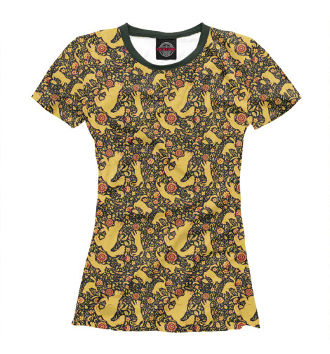 

Футболки Print Bar, Белый, Хохлома с кошками
