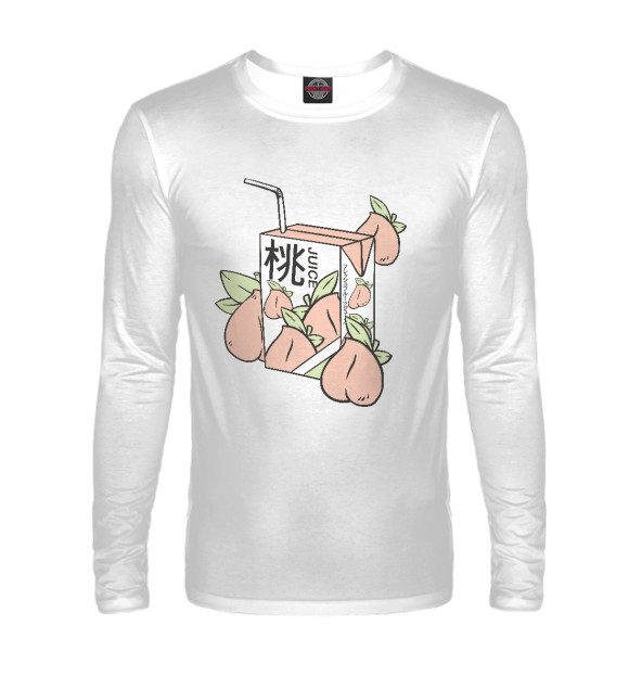 Мужской лонгслив с изображением Japanese peach juice цвета Белый