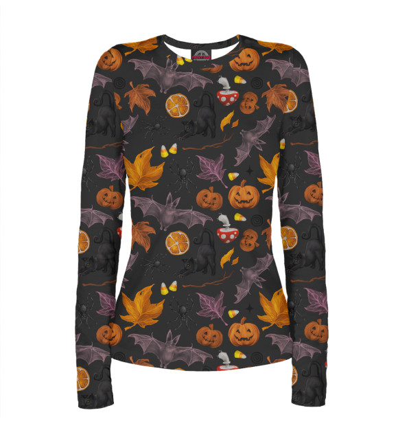 Женский лонгслив с изображением Halloween - Autumn Holiday цвета Белый