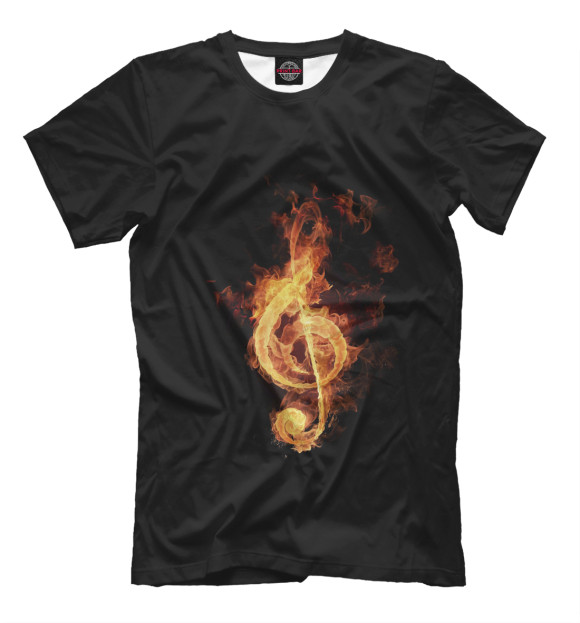 Мужская футболка с изображением Огонь цвета Черный