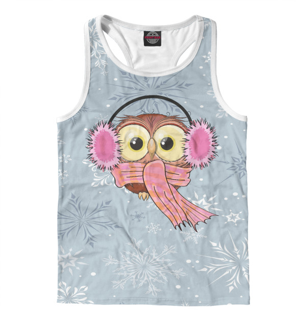 Мужская майка-борцовка с изображением Owl цвета Белый