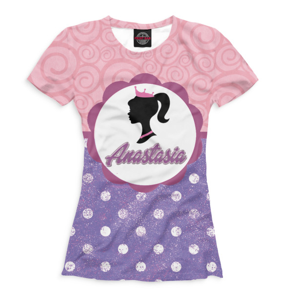 Женская футболка с изображением Анастасия цвета Молочно-белый