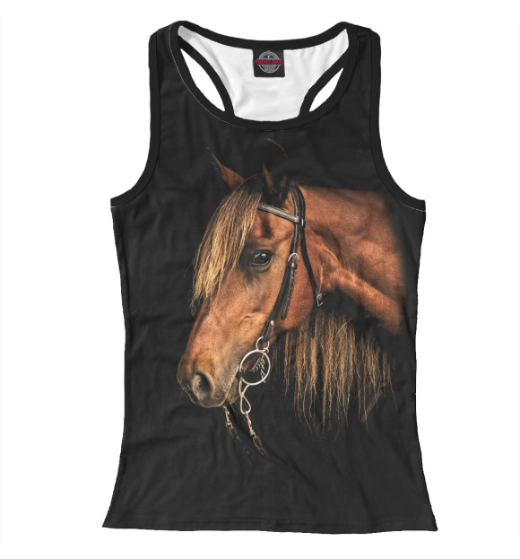 Женская майка-борцовка с изображением Лошадь цвета Белый