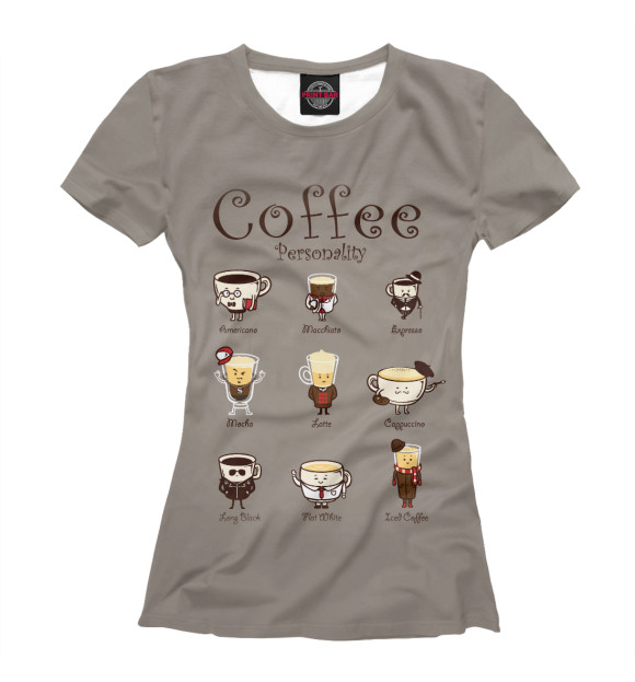 Футболка для девочек с изображением Coffee Personality цвета Белый