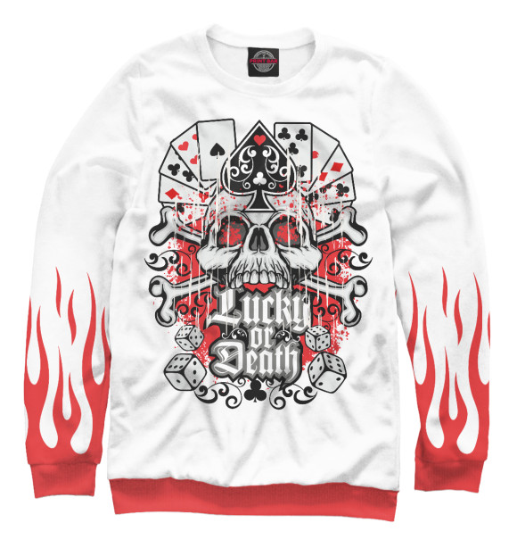 Мужской свитшот с изображением Покер цвета Белый