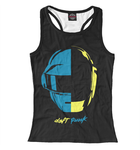 Женская майка-борцовка с изображением Шлем Daft Punk цвета Белый