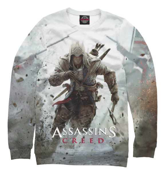 Мужской свитшот с изображением Assassin’s Creed цвета Белый