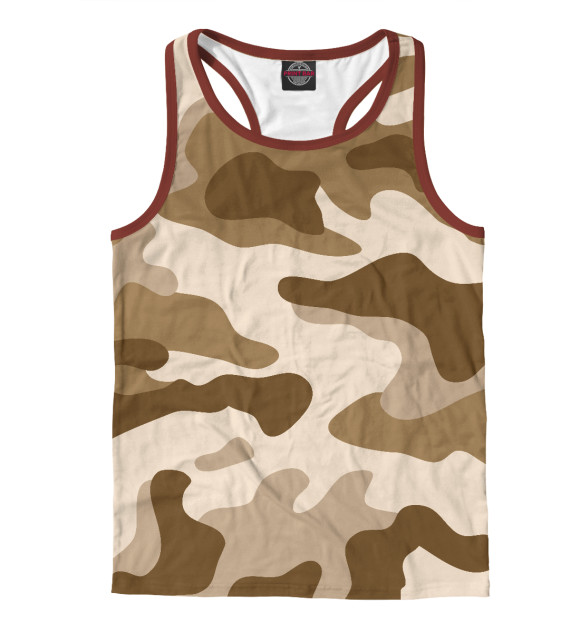 Мужская майка-борцовка с изображением Коричневый камуфляж цвета Белый