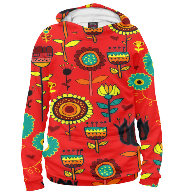 Женское худи с изображением Цветочки цвета Белый