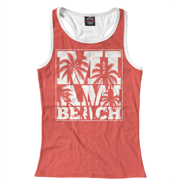 Женская майка-борцовка с изображением Miami Beach цвета Белый