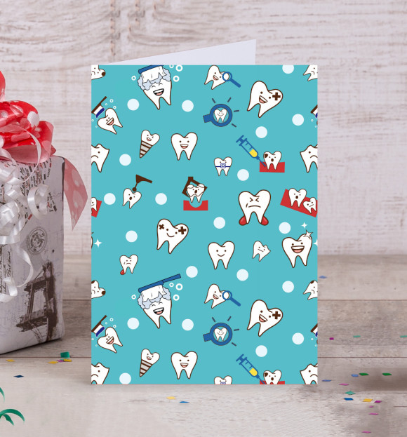 Открытка с изображением Зубки цвета Белый