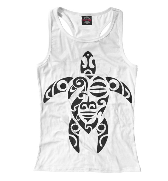 Женская майка-борцовка с изображением Черепаха цвета Белый