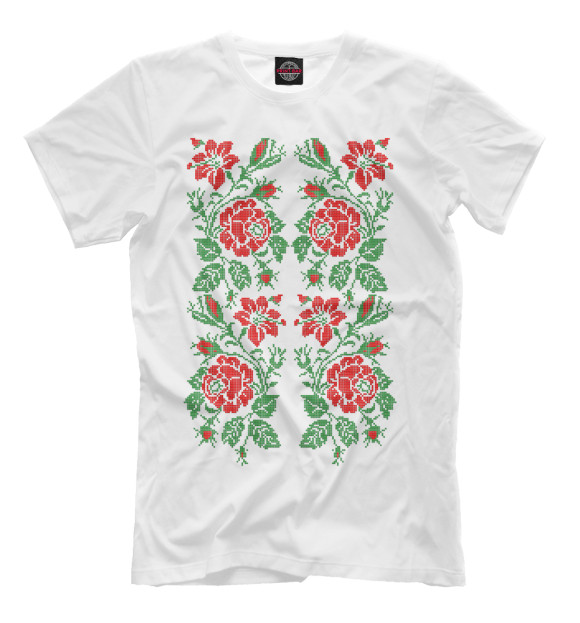 Футболка для мальчиков с изображением Белорусская вышиванка цвета Молочно-белый