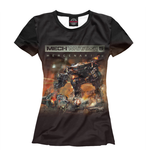 Женская футболка с изображением MechWarrior 5 Mercenaries цвета Белый