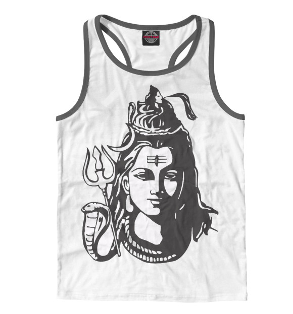 Мужская майка-борцовка с изображением Шива цвета Белый