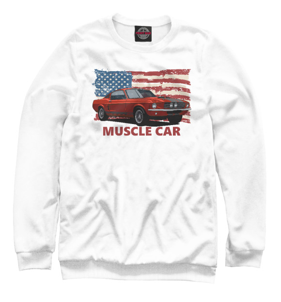 Мужской свитшот с изображением Muscle car цвета Белый