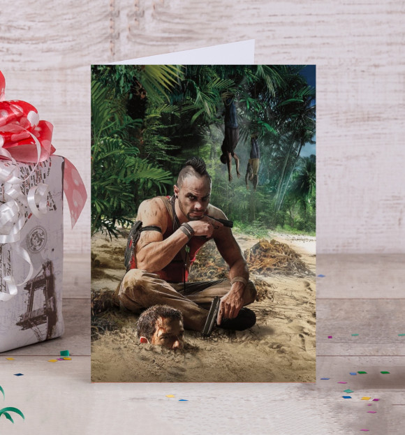 Открытка с изображением Far Cry 3 — Ваас цвета Белый