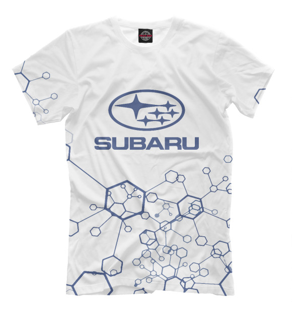 Мужская футболка с изображением Subaru цвета Белый