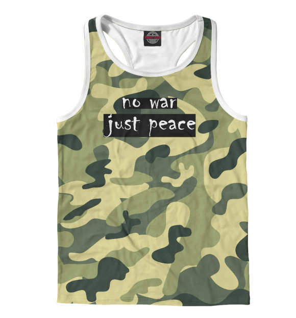 Мужская майка-борцовка с изображением NO WAR. JUST PEACE. цвета Белый