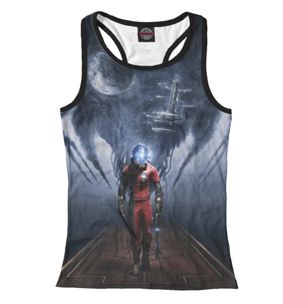 Женская майка-борцовка с притом Prey цвета Белый Женская майка-борцовка с изображением Prey цвета Белый