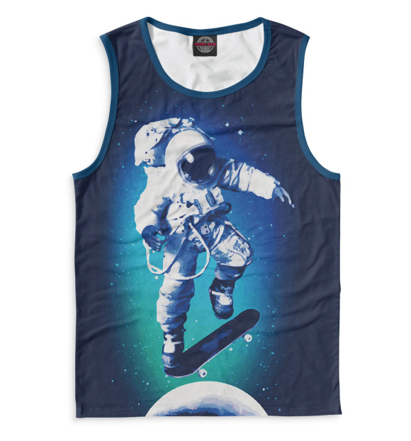 Майка для мальчика с изображением Космонавт-скейтер цвета Белый