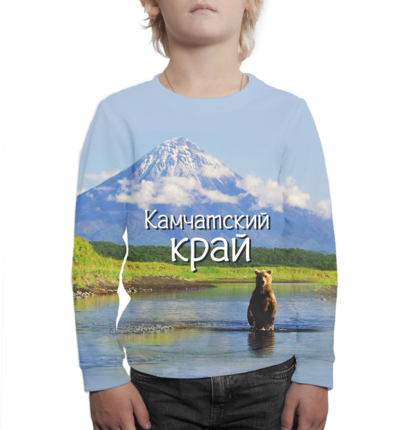 Свитшот для мальчиков с изображением Камчатский край цвета Белый