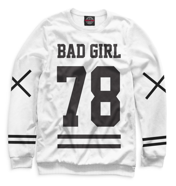 Свитшот для девочек с изображением Bad Girl цвета Белый