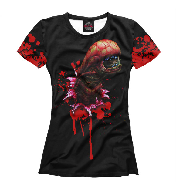 Женская футболка с изображением Alien цвета Белый